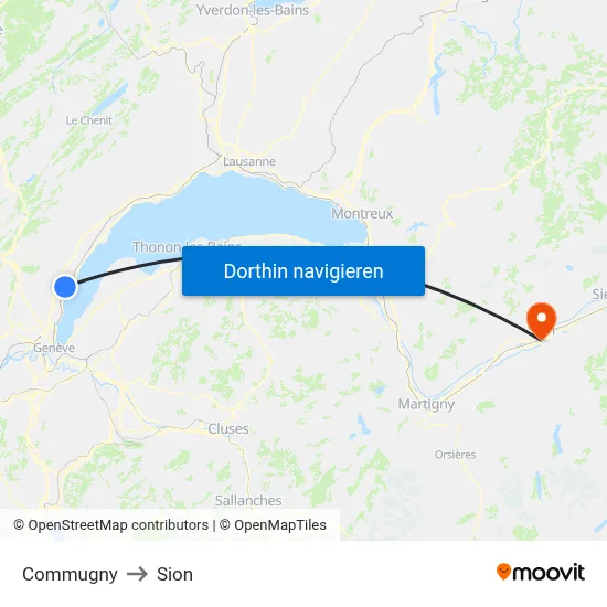 Commugny to Sion map