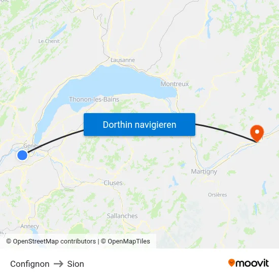 Confignon to Sion map
