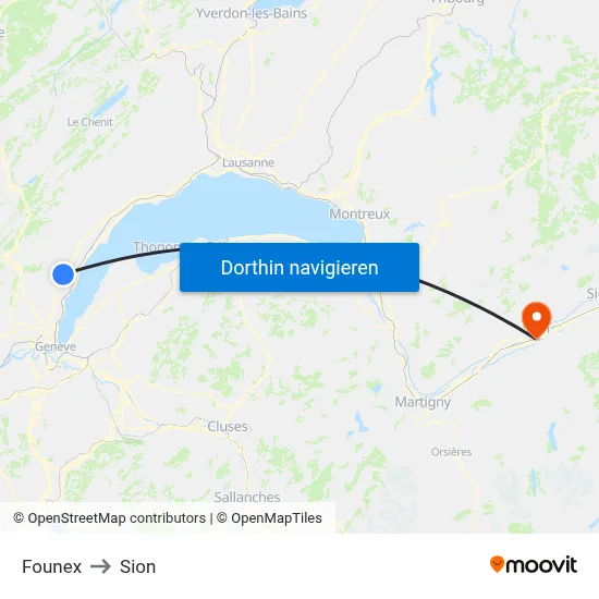 Founex to Sion map