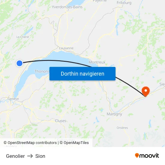 Genolier to Sion map