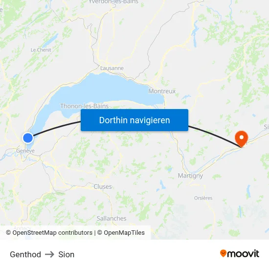 Genthod to Sion map