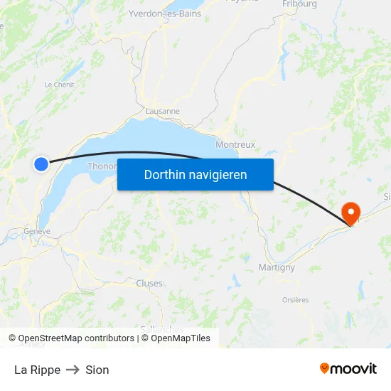 La Rippe to Sion map