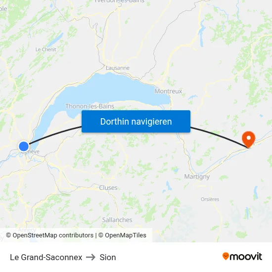 Le Grand-Saconnex to Sion map