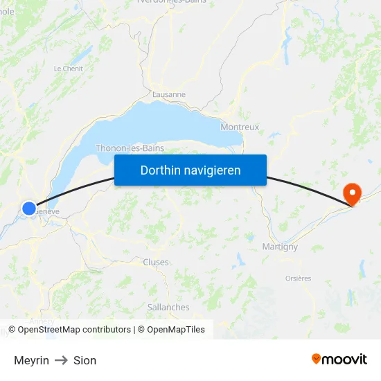 Meyrin to Sion map
