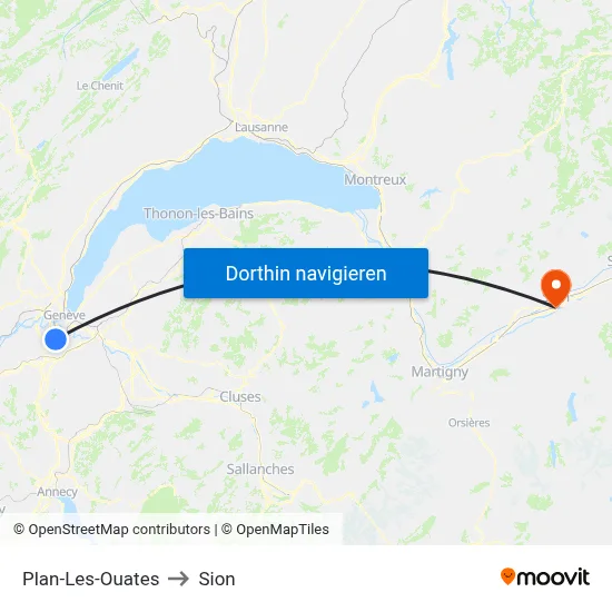 Plan-Les-Ouates to Sion map