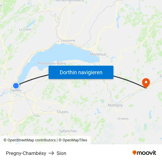 Pregny-Chambésy to Sion map