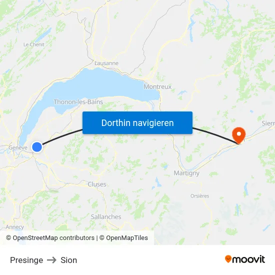 Presinge to Sion map