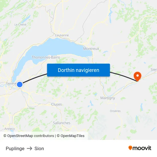 Puplinge to Sion map