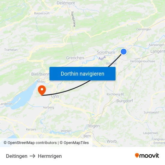 Deitingen to Hermrigen map