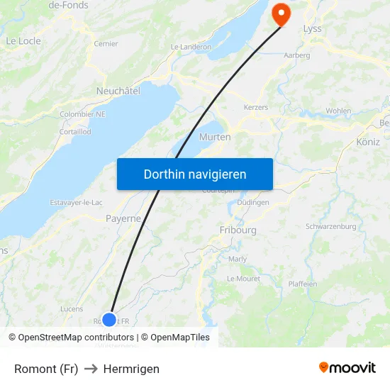 Romont (Fr) to Hermrigen map