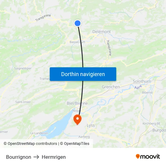 Bourrignon to Hermrigen map