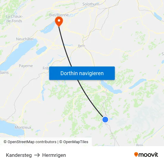 Kandersteg to Hermrigen map