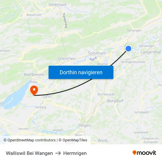 Walliswil Bei Wangen to Hermrigen map