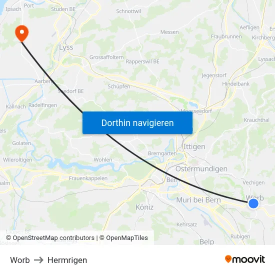 Worb to Hermrigen map