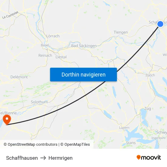 Schaffhausen to Hermrigen map