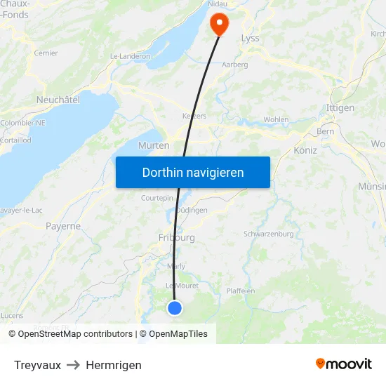 Treyvaux to Hermrigen map