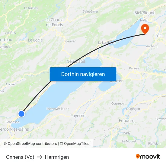 Onnens (Vd) to Hermrigen map