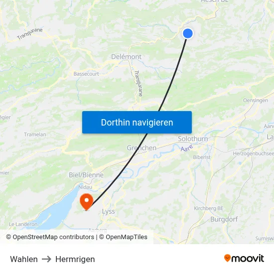 Wahlen to Hermrigen map