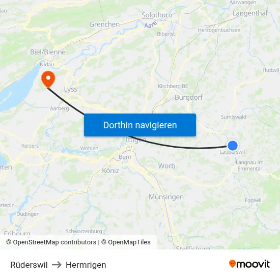 Rüderswil to Hermrigen map