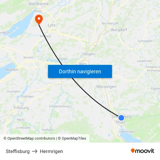 Steffisburg to Hermrigen map