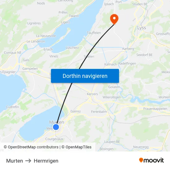 Murten to Hermrigen map