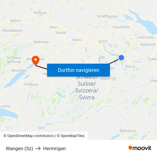 Wangen (Sz) to Hermrigen map
