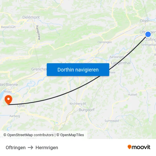 Oftringen to Hermrigen map