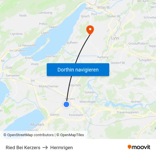 Ried Bei Kerzers to Hermrigen map