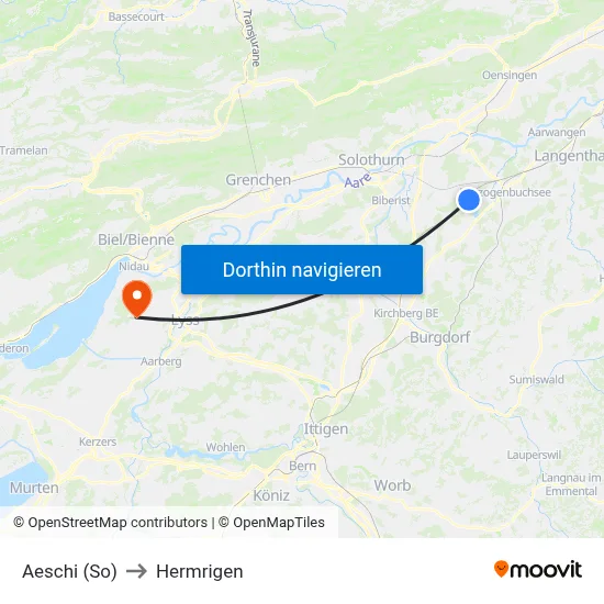 Aeschi (So) to Hermrigen map