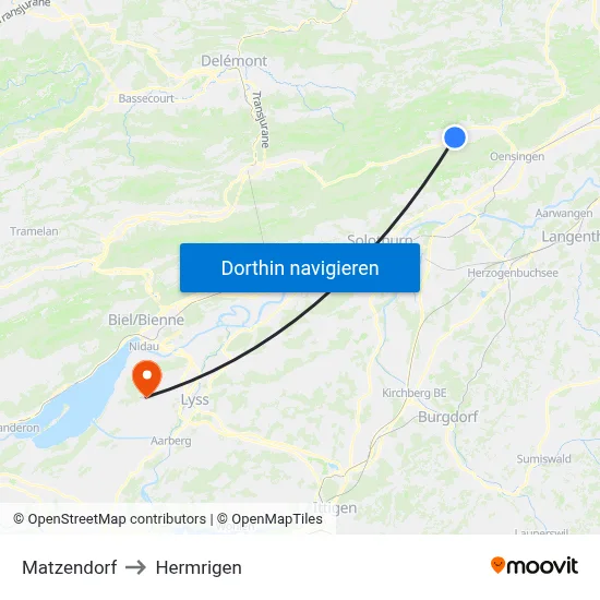 Matzendorf to Hermrigen map