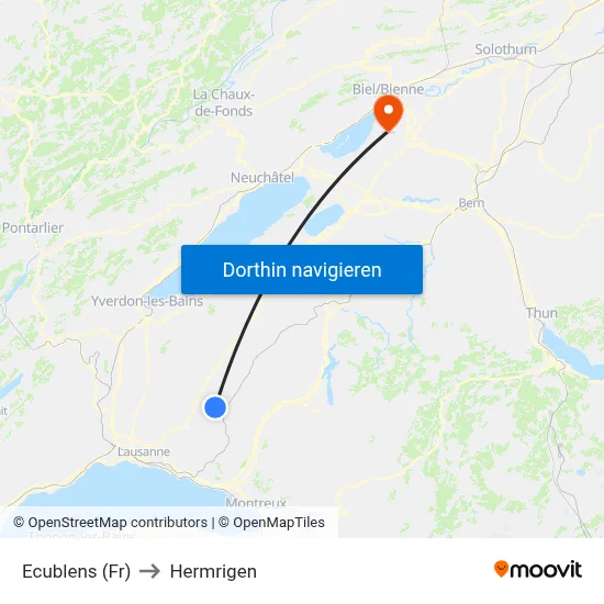 Ecublens (Fr) to Hermrigen map