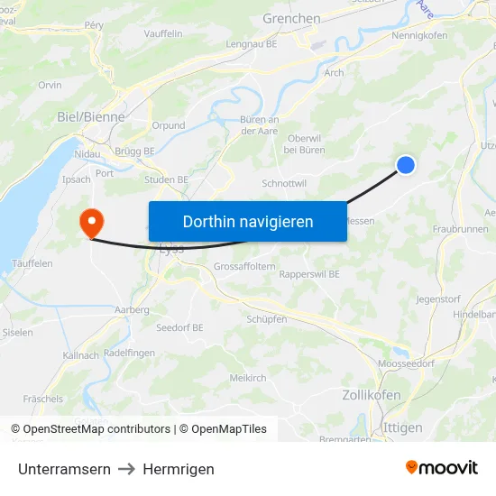 Unterramsern to Hermrigen map