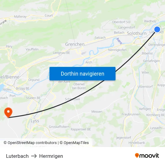 Luterbach to Hermrigen map