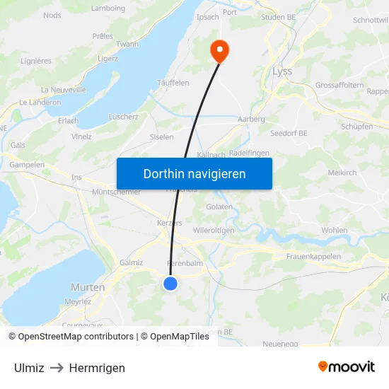Ulmiz to Hermrigen map