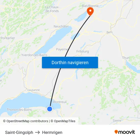 Saint-Gingolph to Hermrigen map