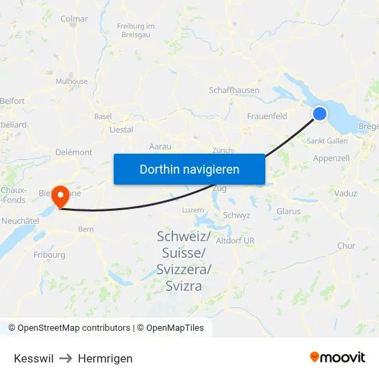 Kesswil to Hermrigen map