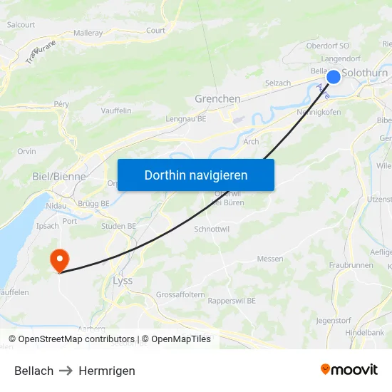 Bellach to Hermrigen map
