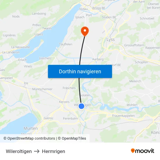 Wileroltigen to Hermrigen map