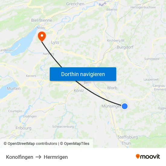 Konolfingen to Hermrigen map