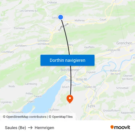 Saules (Be) to Hermrigen map