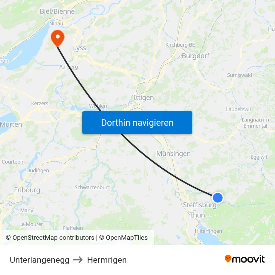 Unterlangenegg to Hermrigen map