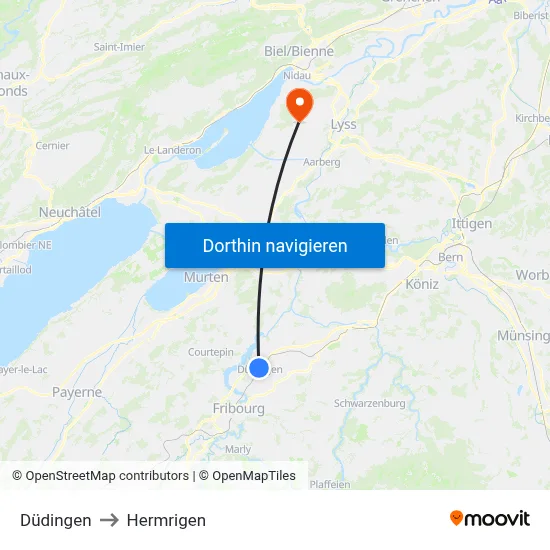 Düdingen to Hermrigen map