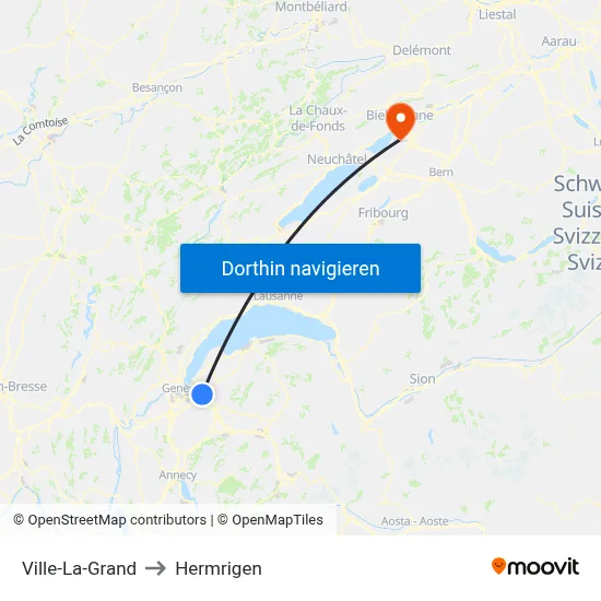Ville-La-Grand to Hermrigen map