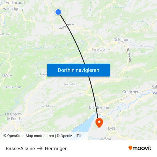 Basse-Allaine to Hermrigen map