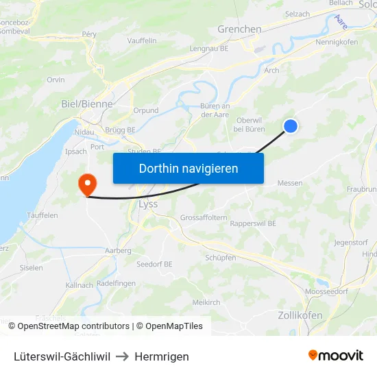 Lüterswil-Gächliwil to Hermrigen map
