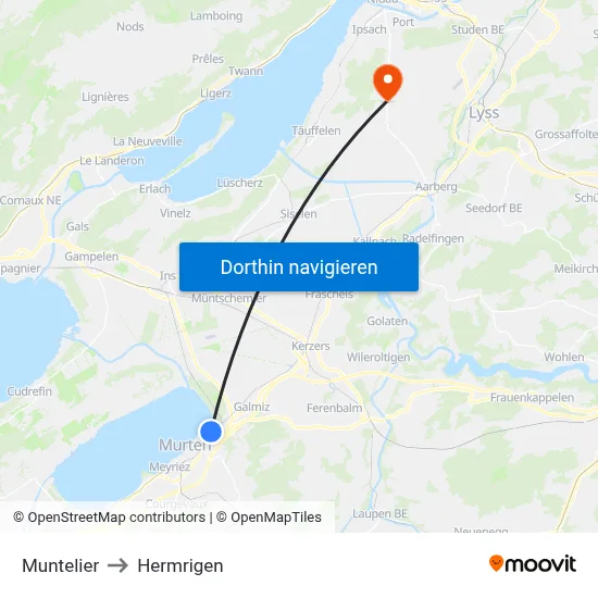 Muntelier to Hermrigen map