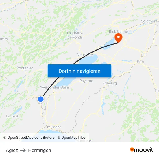 Agiez to Hermrigen map