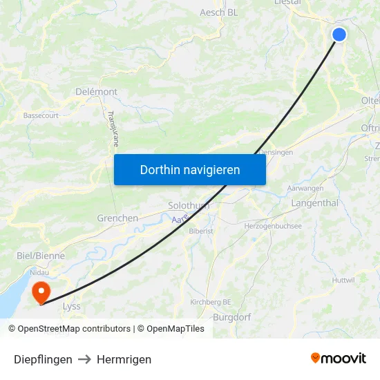 Diepflingen to Hermrigen map