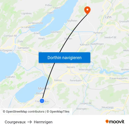 Courgevaux to Hermrigen map