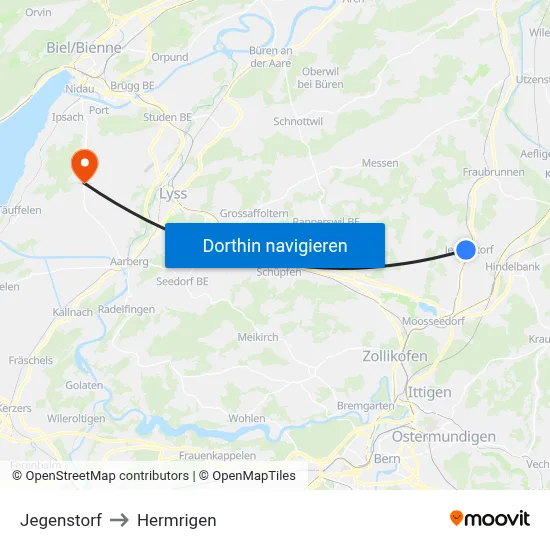 Jegenstorf to Hermrigen map